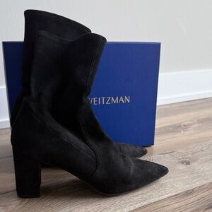 Stuart Weitzman Elegant Black Heeled 3.5” Boots US10